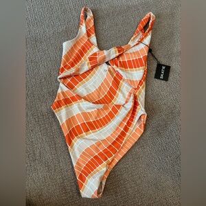 Skatie Orange and Cream Print One-Piece
